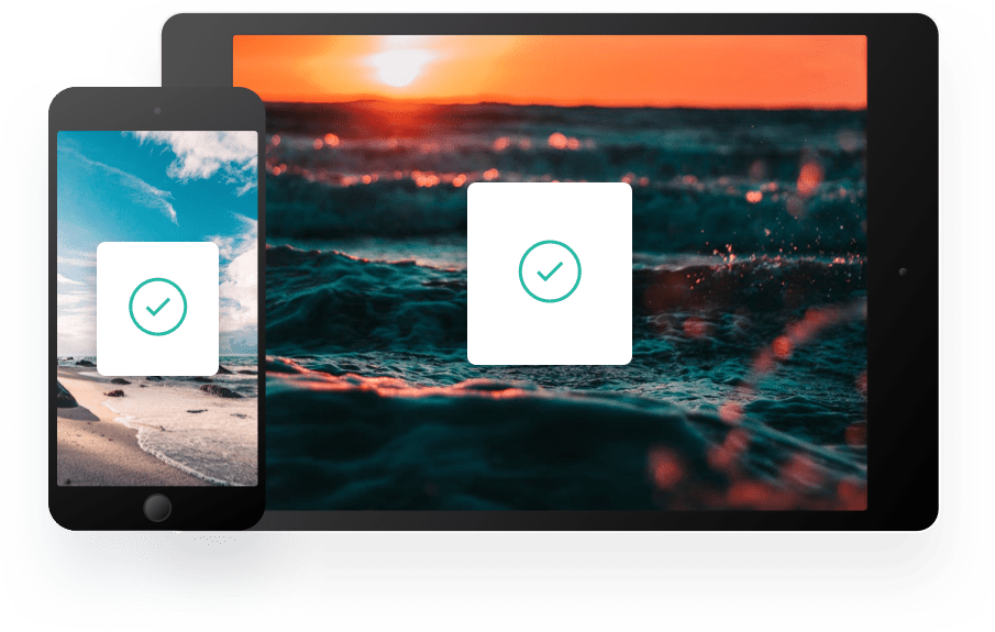 image of a tablet and mobile phone screens with ticks
